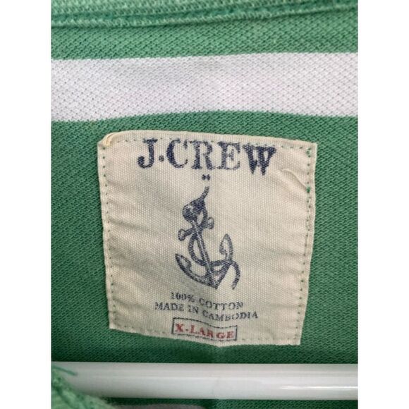 J.Crew size XL green and white striped polo - Picture 2 of 3